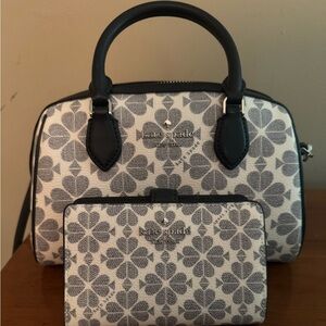 Kate Spade Black and Cream Floral Satchel Set